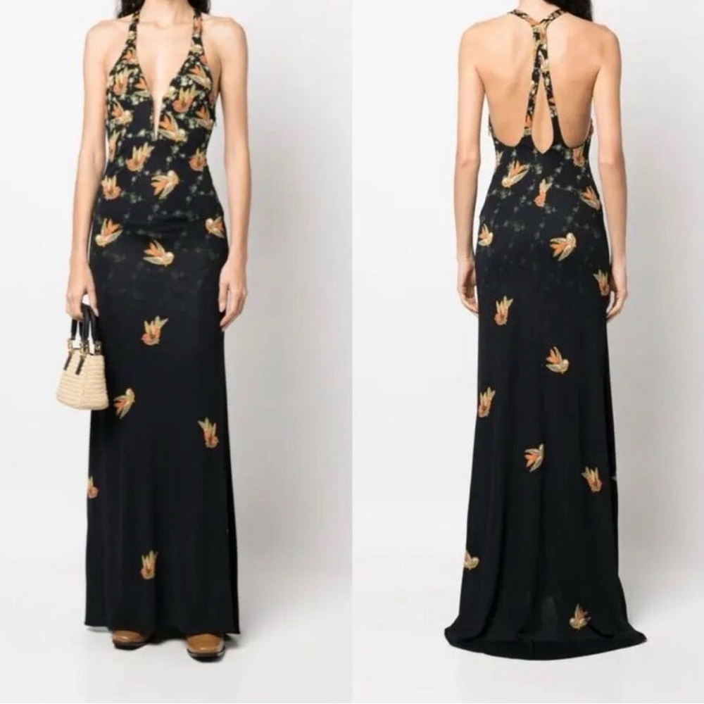 Etro Black Scarf dress with Floral Accents sz 48 New With Tags - Picture 1 of 9